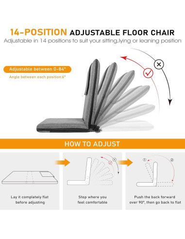 Silla de Suelo Plegable FASTMOMENT con Soporte Espalda 14 Posiciones