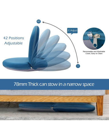 Silla de Suelo Nnewvante Plegable Acolchada Azul Marino