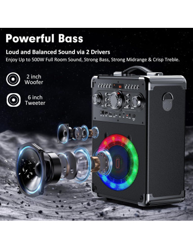 Karaoke Bluetooth JAUYXIAN S8-T con 3 Micrófonos Inalámbricos