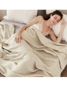 Manta de Algodón EMME Grande 127x178 cm Suave y Ligera Beige 2