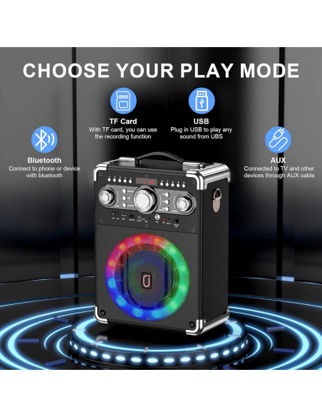 Karaoke Bluetooth JAUYXIAN S8-T con 3 Micrófonos Inalámbricos