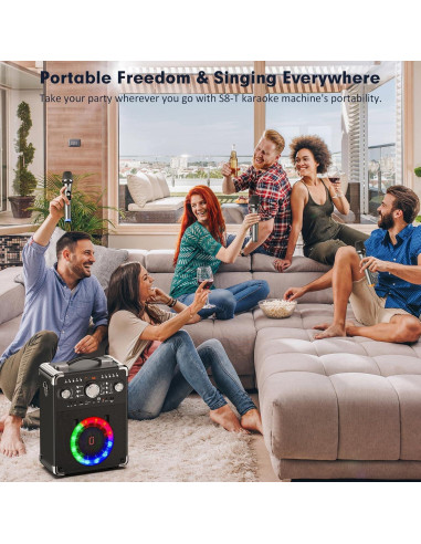 Karaoke Bluetooth JAUYXIAN S8-T con 3 Micrófonos Inalámbricos