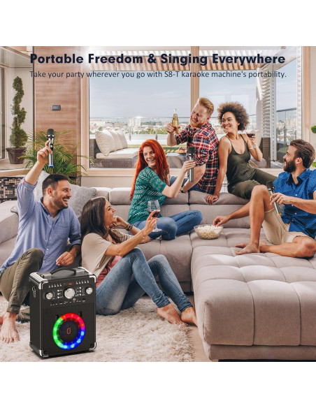 Karaoke Bluetooth JAUYXIAN S8-T con 3 Micrófonos Inalámbricos