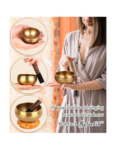 Juego de Cuencos Cantores Tibetanos Relaehih 8 y 10 cm Azul