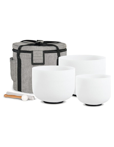 Juego de 3 Cuencos de Cuarzo CVNC 6" A, 8" F, 10" C con Bolsa