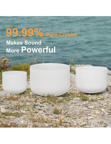 Juego de 3 Cuencos de Cuarzo CVNC 6" A, 8" F, 10" C con Bolsa