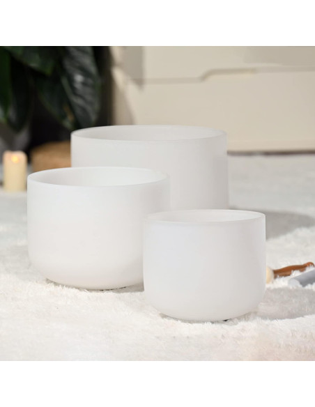 Juego de 3 Cuencos de Cuarzo CVNC 6" A, 8" F, 10" C con Bolsa