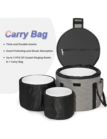 Juego de 3 Cuencos de Cuarzo CVNC 6" A, 8" F, 10" C con Bolsa