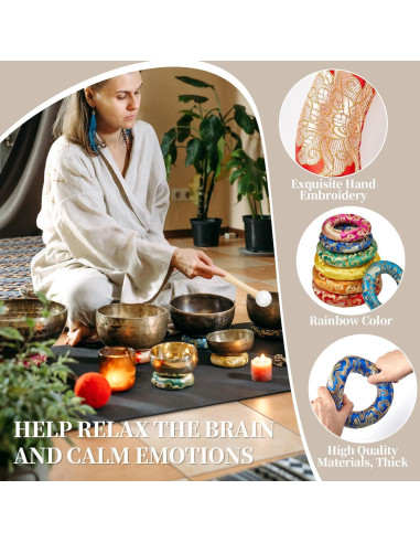 Juego de 10 Piezas Cojín para Cuencos Cantores Fiada Arcoíris