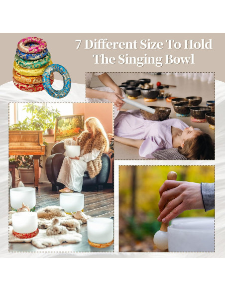 Juego de 10 Piezas Cojín para Cuencos Cantores Fiada Arcoíris