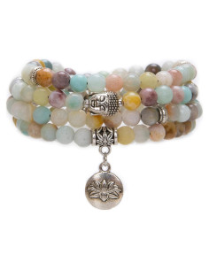 Collar de cuentas mala Bivei 108 Amazonita para meditación