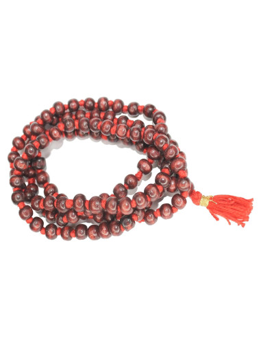 Collar Japa Mala de Madera de Rosa 108+1 Cuentas Meditación