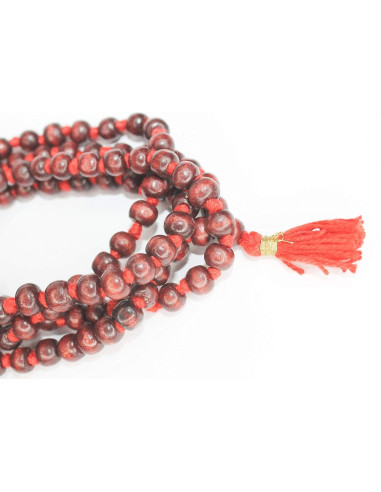 Collar Japa Mala de Madera de Rosa 108+1 Cuentas Meditación
