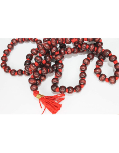 Collar Japa Mala de Madera de Rosa 108+1 Cuentas Meditación