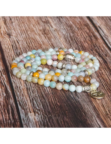 Collar de cuentas mala Bivei 108 Amazonita para meditación Collar de cuentas mala Bivei 108 Amazonita para meditación