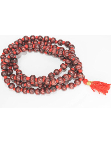 Collar Japa Mala de Madera de Rosa 108+1 Cuentas Meditación