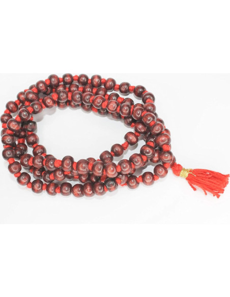 Collar Japa Mala de Madera de Rosa 108+1 Cuentas Meditación