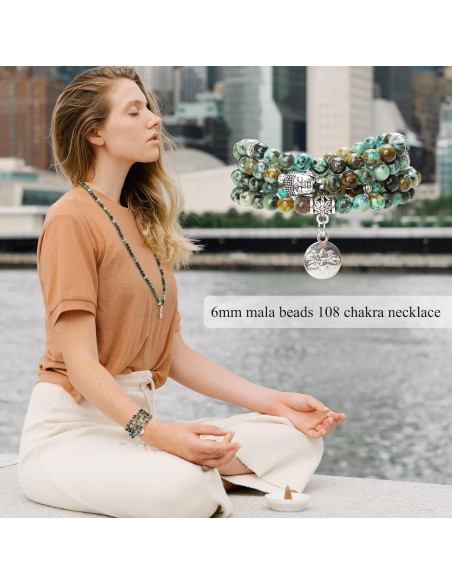 Collar de cuentas mala Bivei 108 Amazonita para meditación Collar de cuentas mala Bivei 108 Amazonita para meditación