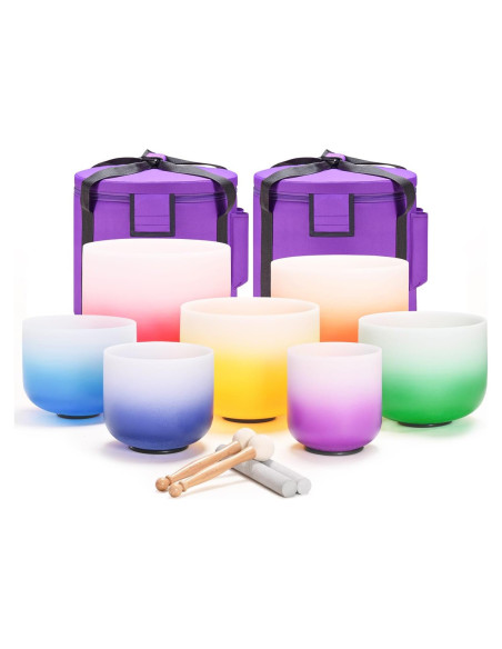 Conjunto de 7 Cuencos de Cuarzo Cristal 432HZ con Accesorios