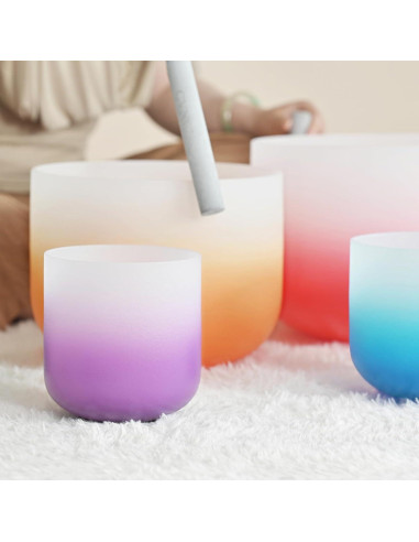 Conjunto de 7 Cuencos de Cuarzo Cristal 432HZ con Accesorios