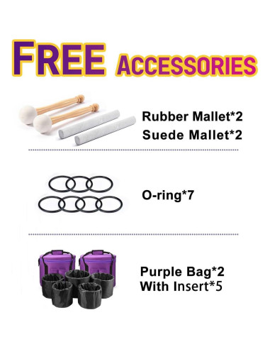 Conjunto de 7 Cuencos de Cuarzo Cristal 432HZ con Accesorios