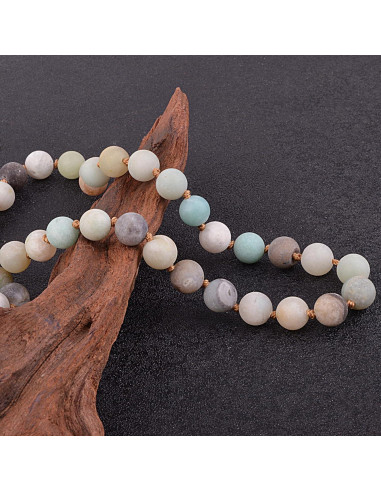 Collar Japamala 108 Cuentas de Amazonita KIKILA Hecho a Mano