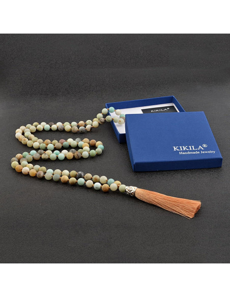 Collar Japamala 108 Cuentas de Amazonita KIKILA Hecho a Mano