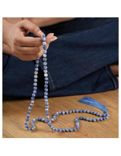 Collar Mala de Lapislázuli 108 Cuentas 8mm Hecho a Mano 2