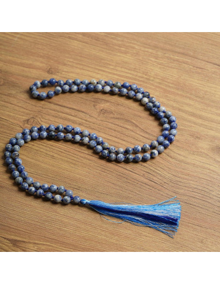 Collar Mala de Lapislázuli 108 Cuentas 8mm Hecho a Mano