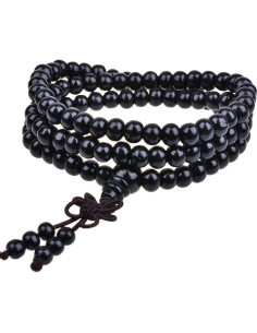 Pulsera de Meditación Mala 108 Cuentas de Madera Natural YFGOOD 2
