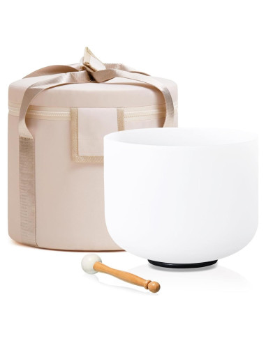 Bowl de Canto de Cuarzo 7" Nota F 432Hz con Bolsa y Martillo