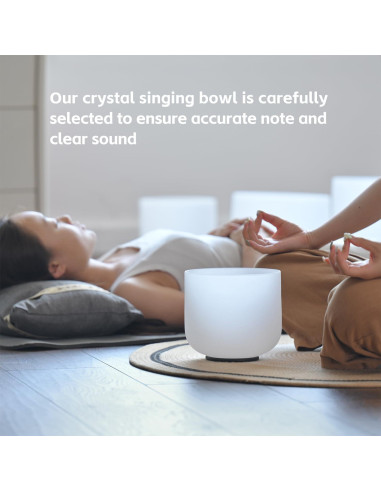 Bowl de Canto de Cuarzo 7" Nota F 432Hz con Bolsa y Martillo
