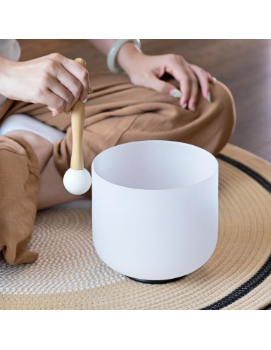 Bowl de Canto de Cuarzo 7" Nota F 432Hz con Bolsa y Martillo