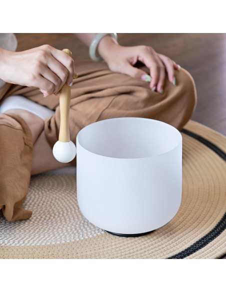 Bowl de Canto de Cuarzo 7" Nota F 432Hz con Bolsa y Martillo