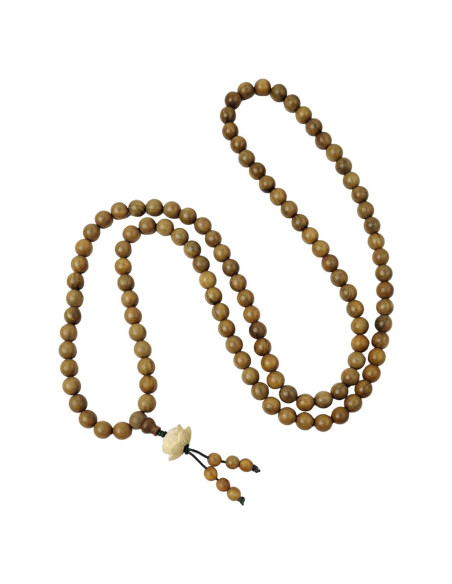 Collar Mala de Sándalo Verde Natural 108 Cuentas para Meditación