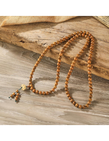 Collar Mala de Sándalo Verde Natural 108 Cuentas para Meditación