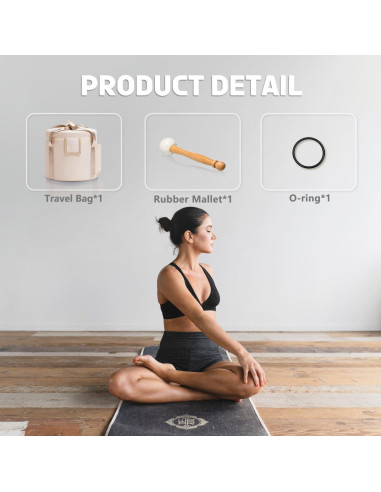 Bowl de Canto de Cuarzo 7" Nota F 432Hz con Bolsa y Martillo