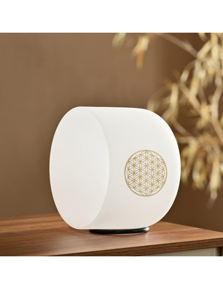 Cuenco de Canto de Cristal CVNC 20.32 cm 528HZ Flor de la Vida