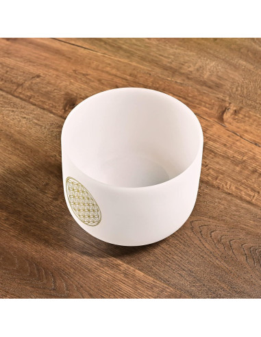 Cuenco de Canto de Cristal CVNC 20.32 cm 528HZ Flor de la Vida