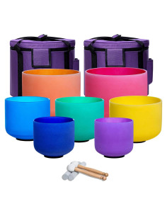 Juego de 7 Cuencos de Canto de Cristal 15-30cm para Meditación