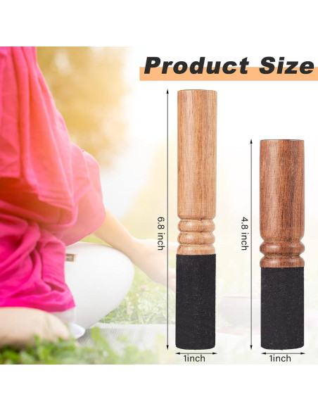 Mazos de Canto Tibetano Nuanchu - 2 Piezas de Madera y Cuero