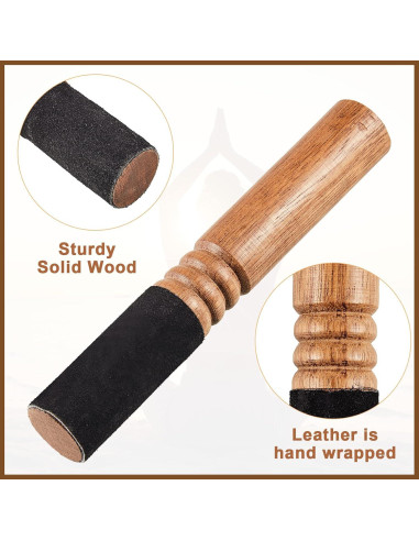 Mazos de Canto Tibetano Nuanchu - 2 Piezas de Madera y Cuero