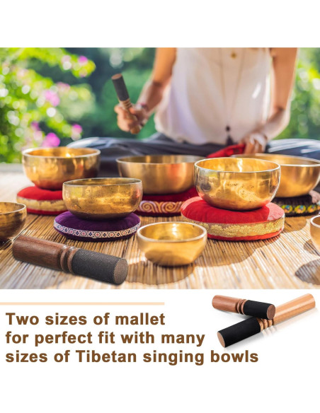 Mazos de Canto Tibetano Nuanchu - 2 Piezas de Madera y Cuero