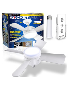 Ventilador de Techo Bell+Howell Socket Breeze con Luz LED 25.4 cm