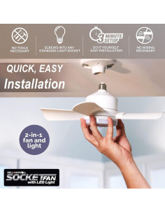 Ventilador de Techo Bell+Howell Socket Breeze con Luz LED 25.4 cm 2