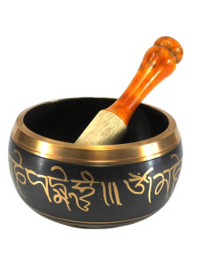 Cuenco Cantante Tibetano 15 cm Negro con Palo Golpeador