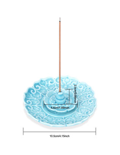 Soporte de Incienso de Cerámica Loto WEWAYSMILE Azul 10.55 cm 2