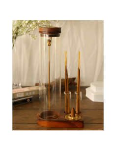 Quemador de Incienso AshElysium GGD, Soporte de Madera y Latón