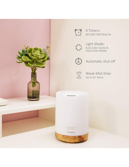 Difusor de Aceite Esencial ASAKUKI 300ml Humidificador 5-en-1 Difusor de Aceite Esencial ASAKUKI 300ml Humidificador 5-en-1