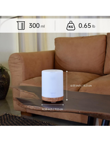 Difusor de Aceite Esencial ASAKUKI 300ml Humidificador 5-en-1
